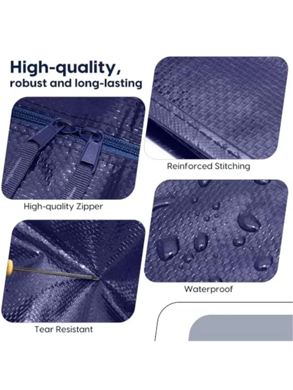 6 Pack Moving Bags Heavy Duty 210GSM with Full-Open Side Zipper, 93L 220lbs